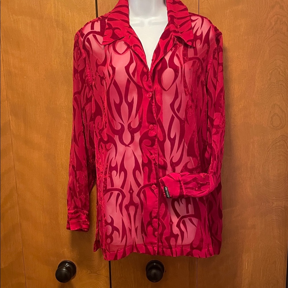 Harley-Davidson Red Flame Sheer Blouse